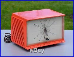 VTG (1959) Westinghouse H678T4 Tube Clock AM Radio ReTrO CORAL Color