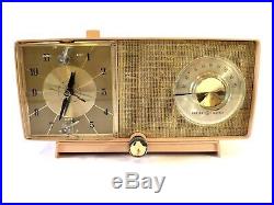 VTG General Electric Pink Tube Radio Clock 1950s Tabletop Mid Century Works
