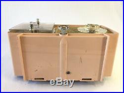 VTG General Electric Pink Tube Radio Clock 1950s Tabletop Mid Century Works