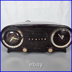 VTG Zenith Bakelite Tube Radio Alarm Clock Model 5K03 WORKING for Restoration