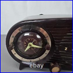 VTG Zenith Bakelite Tube Radio Alarm Clock Model 5K03 WORKING for Restoration