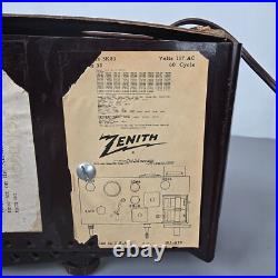 VTG Zenith Bakelite Tube Radio Alarm Clock Model 5K03 WORKING for Restoration