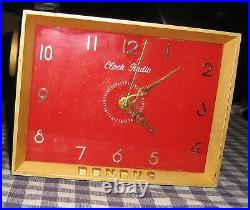Vintage 1055 BENRUS Clock-Radio Brass Case, Works RARE