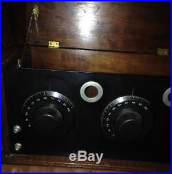 Vintage 1920's FADA Radio 5 Globe Tubes Untested Chassis Nice Walnut Cabinet