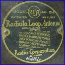 Vintage 1920s RCA RADIOLA tube radio AG-814 LOOP ANTENNA 24 x 17 ORIGINAL