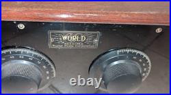 Vintage 1920s World Receiver World Radio Corp 3-Dial Tube Radio