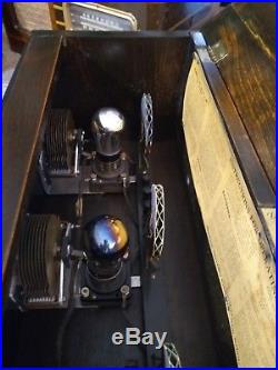 Vintage 1923 Arborphone Tube Radio, Table Model withlid, Battery Radio, 5 Tubes