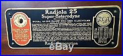 Vintage 1925 RCA Radiola 25 Super-Heterodyne AM Tube Radio. Model AR-919