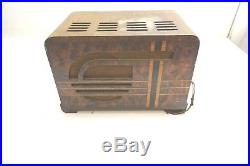 Vintage 1930's Art Deco Philco 37-600 Double Sided Am Tube Radio In Wooden Case