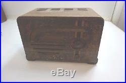 Vintage 1930's Art Deco Philco 37-600 Double Sided Am Tube Radio In Wooden Case