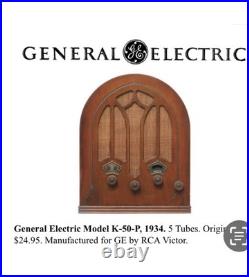 Vintage 1930's General Electric Tube Radio K-50-P Wooden Shell