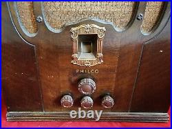 Vintage 1930s Philco Model 89 Code 123 Wooden Cathedral Tabletop 6 Tube Radio
