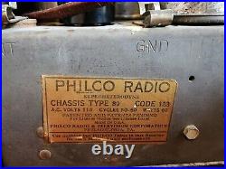 Vintage 1930s Philco Model 89 Code 123 Wooden Cathedral Tabletop 6 Tube Radio