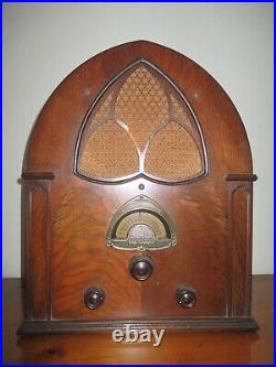 Vintage 1931 Atwater Kent Model 84 Cathedral Tube Radio Light Sound Works