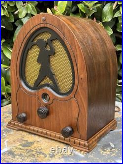 Vintage 1931 Jackson Bell Peter Pan Mini Cathedral 11 Tall Tube Radio Model 84