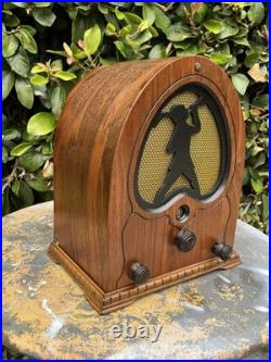 Vintage 1931 Jackson Bell Peter Pan Mini Cathedral 11 Tall Tube Radio Model 84