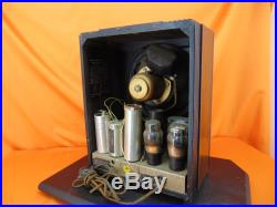 Vintage 1935 ATWATER 854 Wood Tombstone Cabinet TUBE RADIO