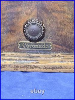Vintage 1936 Coronado 575 Wood Tombstone Tube Radio Art Deco Airplane Dial