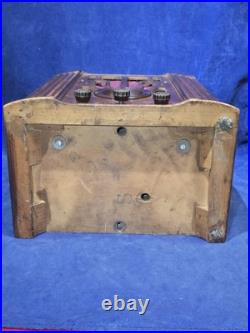 Vintage 1936 Coronado 575 Wood Tombstone Tube Radio Art Deco Airplane Dial
