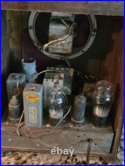 Vintage 1936 Coronado 575 Wood Tombstone Tube Radio Art Deco Airplane Dial