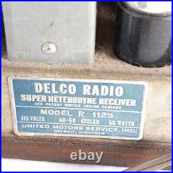 Vintage 1937 Delco R1125 Tube Radio Not Working, Dented Case As Is Parts Repair
