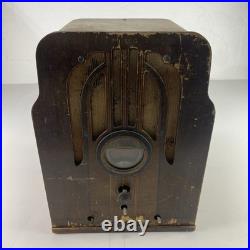 Vintage 1937 Philco 37-610 Tube Radio Tombstone Wood Cabinet 18.5x13x9.5