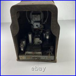Vintage 1937 Philco 37-610 Tube Radio Tombstone Wood Cabinet 18.5x13x9.5