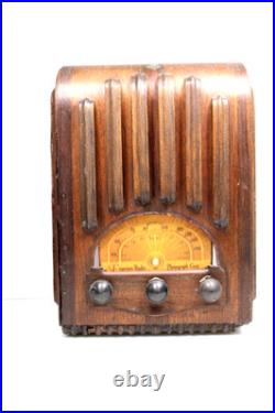 Vintage 1938 Emerson Antique Old Art Deco Ingraham Radio Cabinet Only No Chassis