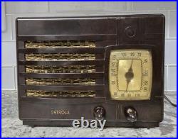 Vintage 1938 Marbled Bakelite Detrola Model 208 Rare TRF Tube Radio Works
