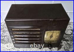 Vintage 1938 Marbled Bakelite Detrola Model 208 Rare TRF Tube Radio Works