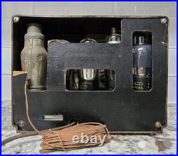 Vintage 1938 Marbled Bakelite Detrola Model 208 Rare TRF Tube Radio Works