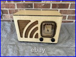 Vintage 1938 Philco AM Tube Radio Wooden Ivory Model 38-12Cl WORKS