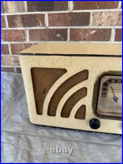 Vintage 1938 Philco AM Tube Radio Wooden Ivory Model 38-12Cl WORKS