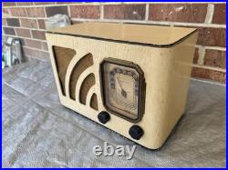 Vintage 1938 Philco AM Tube Radio Wooden Ivory Model 38-12Cl WORKS