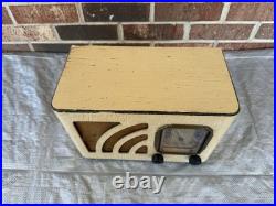 Vintage 1938 Philco AM Tube Radio Wooden Ivory Model 38-12Cl WORKS