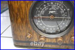 Vintage 1938 Zenith Model 6-J-230 Tombstone Style Radio Wood Case