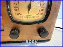 Vintage 1939 Philco Tube AM Radio Model 39-7 Antique Wood Art Deco