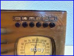 Vintage 1939 Philco Tube AM Radio Model 39-7 Antique Wood Art Deco