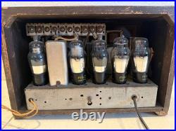Vintage 1939 Philco Tube AM Radio Model 39-7 Antique Wood Art Deco