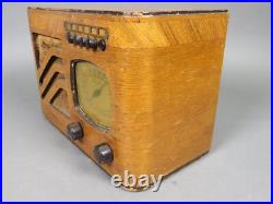 Vintage 1939 Philco Tube AM Radio Model 39-7 Antique Wood Art Deco