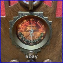 Vintage 1939 Zenith Large Art Deco Wooden Tombstone AC Tube Radio All Bands