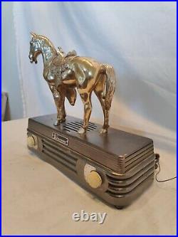 Vintage 1940's Abbotwares Z477 Standing Bronze Finish Horse Radio Working. Nice