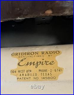Vintage 1940's Empire Football Gridiron Tube Radio Amarillo TEXAS RARE