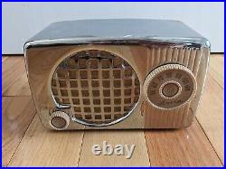 Vintage 1940s Arvin / Silvertone Tube Radio Tabletop AM Metal Silver CHROME #11