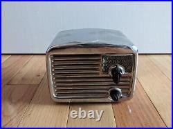 Vintage 1940s Arvin / Silvertone Tube Radio Tabletop AM Metal Silver CHROME #1