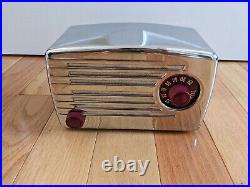 Vintage 1940s Arvin / Silvertone Tube Radio Tabletop AM Metal Silver CHROME #5