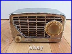 Vintage 1940s Arvin / Silvertone Tube Radio Tabletop AM Metal Silver CHROME #7