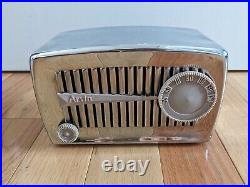 Vintage 1940s Arvin / Silvertone Tube Radio Tabletop AM Metal Silver CHROME #9