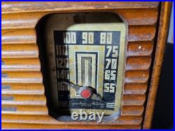 Vintage 1940s Emerson Wood Tube Radio Art Deco Dial Carry Handle UNTESTED AS-IS