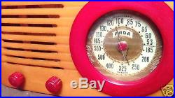 Vintage 1940s FADA Catalin Bakelite Bullet Butterscotch & Red Model 1000 RADIO